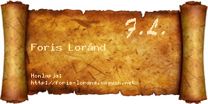 Foris Loránd névjegykártya